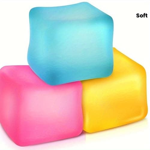 Ice Cube Squishy Blocks Fidget Toy Stretchable Soft Inner Core Rotating Rubik Styles for Office Travel Holiday, Blue thumbnail 6