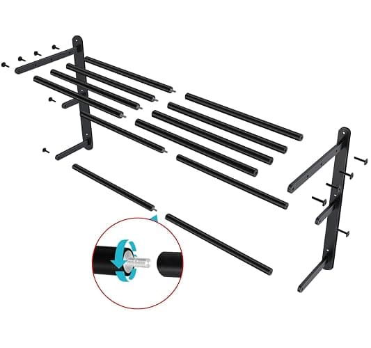 VOTZAAQ Towel Racks for Bathroom, 24 in Black Towel Shelf with Double Towel Bar, 3 Tier Stainless Steel Towel Storage, Bath Towel Holder Wall Mounted for Lavatory Organizer Decor RV Camping thumbnail 9