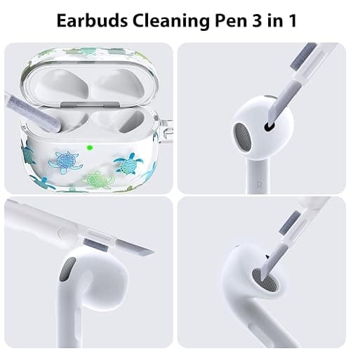 Case Cover Compatible with AirPods 4th Generation 2024, Wireless Charging, Shockproof, Soft TPU Transparent Reduced Yellowing for AirPods 4 Cases with Cleaning Kit & Carabiner thumbnail 5