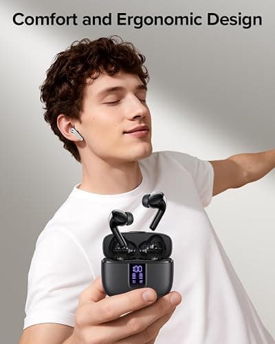 TAGRY Bluetooth Headphones True Wireless Earbuds 60H Playback LED Power Display Earphones with Wireless Charging Case IPX5 Waterproof in-Ear Ear buds with Mic for TV Smart Phone Laptop Computer Sports thumbnail 2
