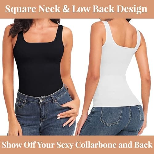 EUYZOU Women's Tummy Control Shapewear Tank Tops Seamless Square Neck Compression Tops Slimming Body Shaper Camisole thumbnail 5