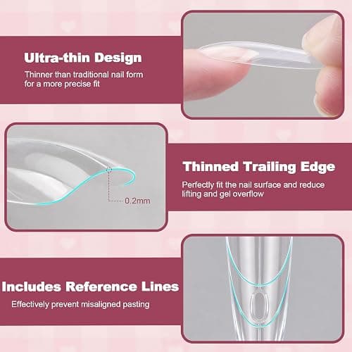 Plman 240 PCS Sandwich Nail Dual Forms, Nail Extension Kit for Beginner & Professional, 14 Sizes Dual Form for Polygel and Builder Gel, Salon and Home DIY Nail Art Tools (Oval) thumbnail 3