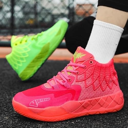 IGZBIBG Men's Knitted Mesh Breathable Mid-Top Basketball Shoes with Round Toe, Non-Slip and Lightweight Lace-Up Casual Sports Shoes Suitable for Walking, Running and Daily Travel thumbnail 3