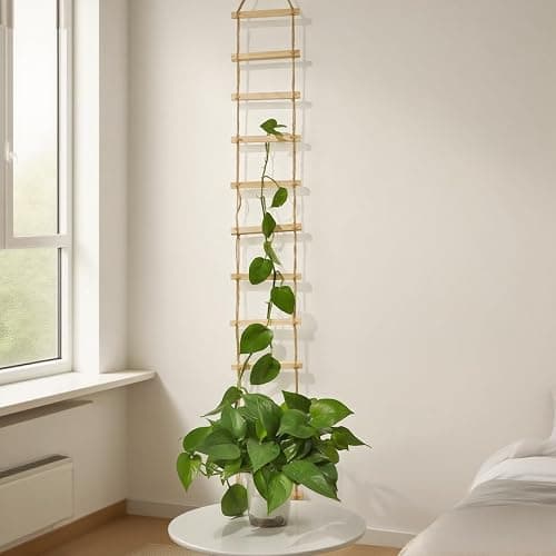Goooxim Plant Ladder Indoor Plants Hanging Wooden Trellis Vine Support | Chain Trellis for Potted Plants Easy Installation Wall Holders for Climbing Vines Design for Pothos & Ivy Decor Garden Porch thumbnail 6