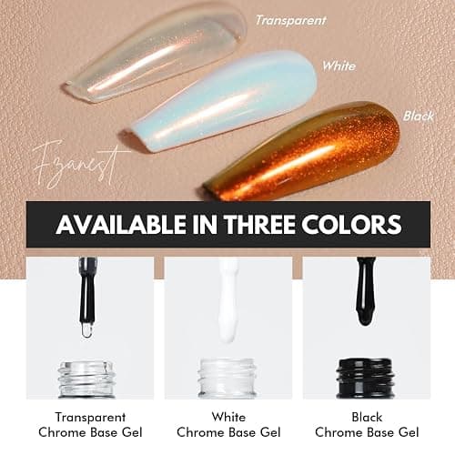 FZANEST Chrome Base Coat Gel Base Top Coat for Chrome Nail Powder 15ml No Wipe Clear Gel Nail Polish High Gloss Mirror Shine Long Lasting Easy Application Soak off DIY Home Salon Art Design thumbnail 7