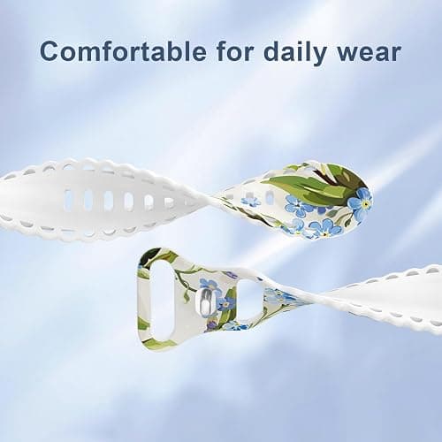Floral Band Compatible with Apple Watch Band 38mm 40mm 41mm 42mm 44mm 45mm 46mm 49mm Women, Cute Flower Print Pattern Soft Lace Silicone Strap for iWatch Band Series Ultra 10 9 8 7 SE 6 5 4 3 2 1 thumbnail 4