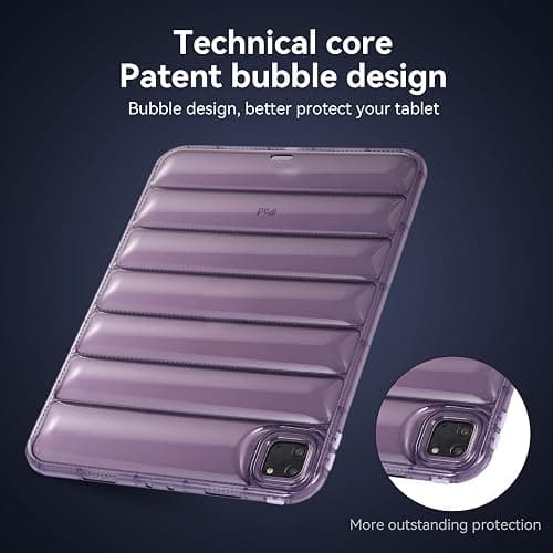 Bumper Case for iPad Air 13" (M4 2026)(M3 2025)(M2 2024), iPad Pro 12.9" 2018-2022 Case, Techcircle Clear Stylish Down Jacket Design Soft TPU Shockproof Protective Light Back Cover, Purple thumbnail 3
