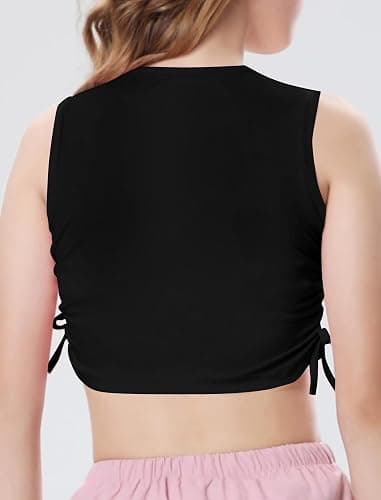 EXARUS Girl's Crop Tank Tops Dance Ribbed Knit Sleeveless Round Neck Racerback Casual Cute Cropped Top 6-12Y thumbnail 3