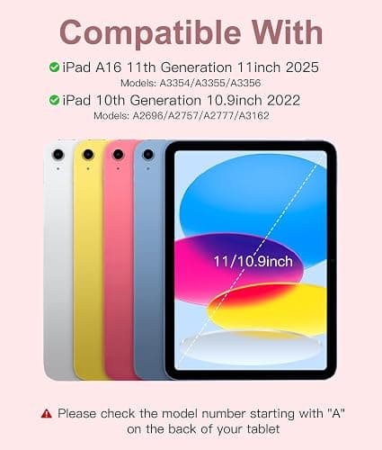 Hamile for iPad 11th 10th Generation Case with Keyboard - 7 Colors Backlit Wireless Detachable Folio Keyboard Cover with Pencil Holder for iPad A16 11-inch 2025 10th Gen 10.9 Inch 2022 (Pink Rose) thumbnail 2