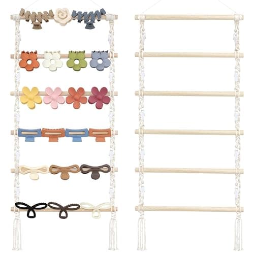 SNOWSTAR Macrame Hair Claw Clip Organizer,Hanging Hair Clip Holder and Storage for Women Girls,Claw Clip Hanger Home Decor for Wall,Door,Closet - Image 1