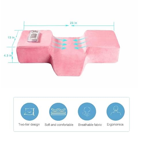 Beauty Salon Eyelash Extension Pillow Memory Foam Lash Pillow with Velvet Pillowcase Ergonomic Curve Improve Cervical Pillows for Neck Pain(Pink) thumbnail 2