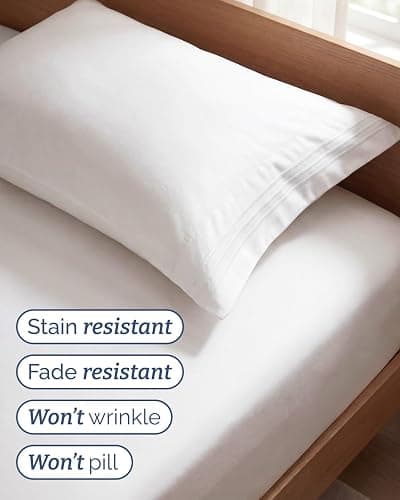 Twin Size 3 Piece Sheet Set - Breathable & Cooling Sheets - Antique White | Hotel Luxury Bed Sheets for Women & Men, Deep Pockets, Easy-Fit, Extra Soft and Wrinkle Free Sheets, Oeko-Tex Bed Sheet Set thumbnail 6