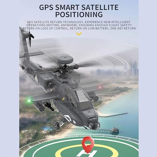 YounggDiy 1/32 Apachhe F11-S AH64 Helicopters for Adults, 6CH 6G/3D Stunt Dual-axis Flybarless Helicopter Model with GPS, RC Toy Gift (RTF Version) thumbnail 6