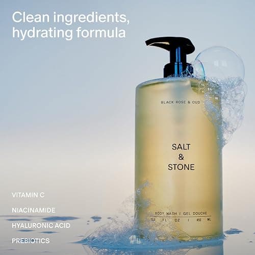 Salt & Stone Body Wash for Women & Men, Black Rose & Oud 15.2 fl oz | Shower Gel, Sulfate-Free, Paraben-Free, Dye-Free, Vegan, Hydrating & Moisturizing with Antioxidants, Vitamin C, Niacinamide thumbnail 2