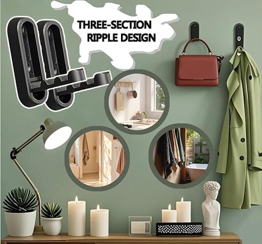 Folding Wall Hooks, 2Pcs Folding Hooks Coat Hooks, Wall Hangers for Clothes Space-Saving Foldable Hook Bathroom Towel Hook Wall Mounted for Hanging Coat Towels Bags Keys(Black) thumbnail 6