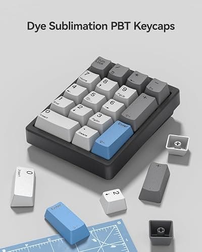 Kisnt Mechanical Number Pad,Hot Swappable Numpad Wired USB 17 Keys Keypad White Backlit Numeric Keypad with PBT Keycaps for Laptop PC Compact Keyboards (Black, Brown Switch) thumbnail 7