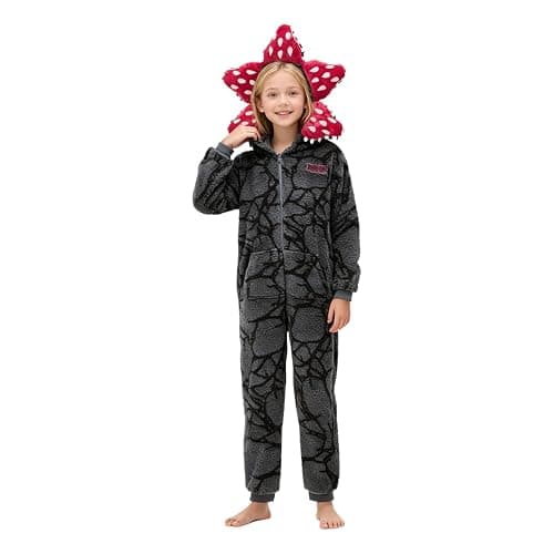 zupvkai Demogorgon Onesie Pajamas for Unisex Fleece Hooded Jumpsuit One Piece Sleepwear Cute Cosplay Costume Christmas Pjs thumbnail 5