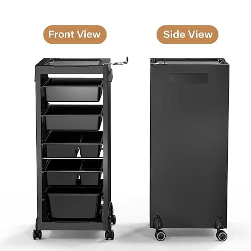 OmySalon Salon Trolley Cart with Wheels & 6 Drawers, Hair Cart Organizer for Stylist Hairdresser, Salon Cabinet Station for Barbershop Beauty Spa thumbnail 8