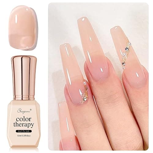 SHOYUM Sheer Jelly Nude Gel Nail Polish 15ml Soak Off UV LED Natural Nail Gel Polish Nail Art French Manicure Salon DIY at Home Curing Required 1 Piece Single Bottle 0.51 Fl.oz X04 - Image 1