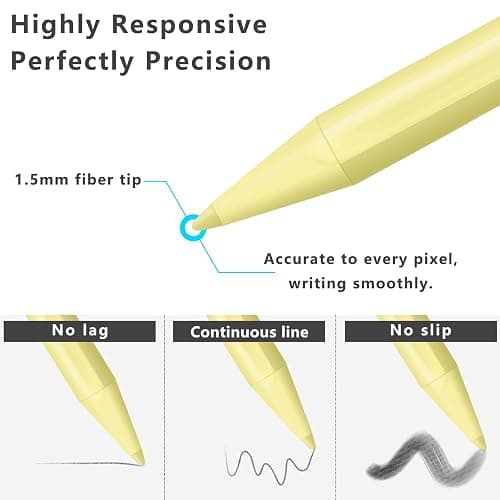 Stylus Pen for iPad (2018-2025) with Fast Charging & Palm Rejection, Pencil for Apple iPad 11th A16/10/9/8/7/6th, Pro 11“13”M4/12.9 inch, Air 11/13 inch M3 2025&M2 2024/5/4/3rd, Mini A17 Pro/6/5th - Yellow thumbnail 5