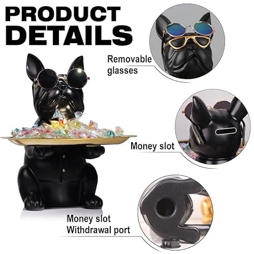French Bulldog Gifts Statue Tray Organizer for Keys, Candy, Jewelry, Earrings, Entrance Piggy Bank - Modern Decor Resin French Bulldog Decor Entryway Table, Coffee Table, Office Desk, Home Decor thumbnail 4