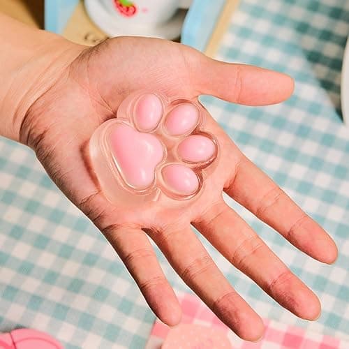 Cute Animals Taba Squishy Toys for Kids & Adults – Kawaii Stress Relief Fidget Sensory Toys, Soft Silicone Squeeze Gifts for Children, Teens, and Adults (Pink Paw) thumbnail 4