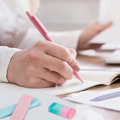 Four Candies Cute Mechanical Pencil Set, 6PCS Pastel Mechanical Pencils 0.5 & 0.7mm with 360PCS HB Leads, 3PCS Erasers and 9PCS Eraser Refills, Aesthetic School Supplies for Girls Writing thumbnail 7