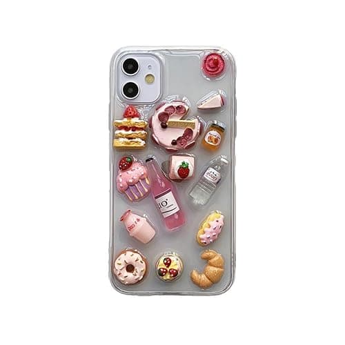 KINGMINOS Cute Dessert Phone Case, Funny 3D Breadcake Simulation Food Case for iPhone 15 14 13 12 11 Pro Max, Handmade Clear Food Cases Cover, Gift for Her (iPhone 13 Pro Max) - Image 1
