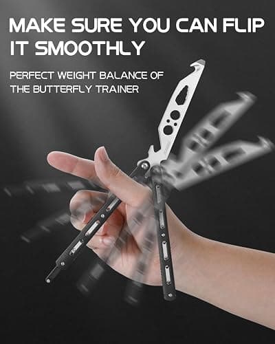 Dispatch Practice Butterfly Knife Trainer Unsharpened Balisong with Stainless Steel Dull Blade, Durable ABS Handle & Lock Latch | EDC Flipping, Martial Arts, Cosplay, Survival Training Tool, Black thumbnail 6