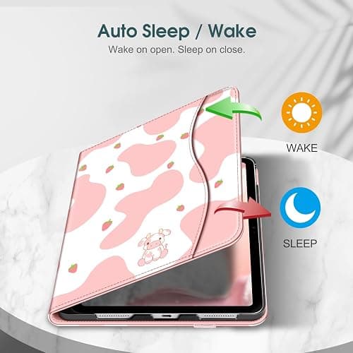 Fintie Case for iPad (A16) 11th Generation 11 Inch (2025), iPad 10th Generation 10.9 Inch (2022), Multi-Angle Viewing Protective Stand Cover with Pencil Holder & Pocket, Strawberry Cow thumbnail 3