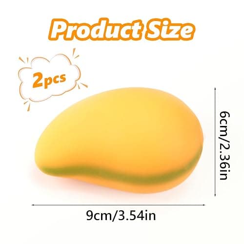 2Pcs Mango Squeeze Toy Stress Balls for Adult | Cute Fruit Soft Slow Fidget Toys for Christmas, Halloween, Birthday Party Gifts thumbnail 3