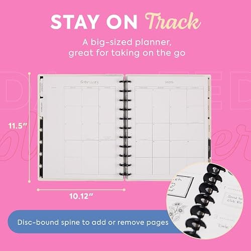 Happy Planner Disc-Bound Planner Jan.–Dec. 2026, Includes 3 Extra Months and 2 Sticker Sheets, Big Size, 8.5" x 11", Dashboard Layout, Ink & Ivy thumbnail 2