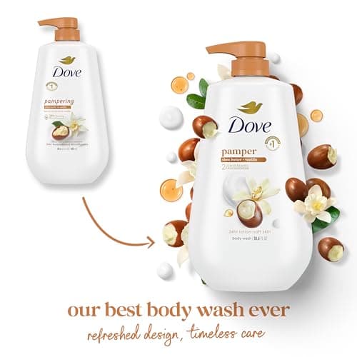 Dove Body Wash with Pump Pamper Shea Butter & Vanilla for 24hr Lotion-Soft Skin Moisturizing Skin Cleanser with No Sulfates No Parabens 30.6 oz thumbnail 3