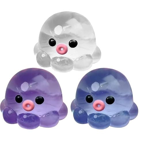 3PCS Clear Jellyfish Squishy Toys, Novelty Soft Handmade Octopus Stress Reliefing Toy, 2.4*2.4'' Cute Mini Crystal Octopus Squeezing Toy for Mood Reliefing - Image 1