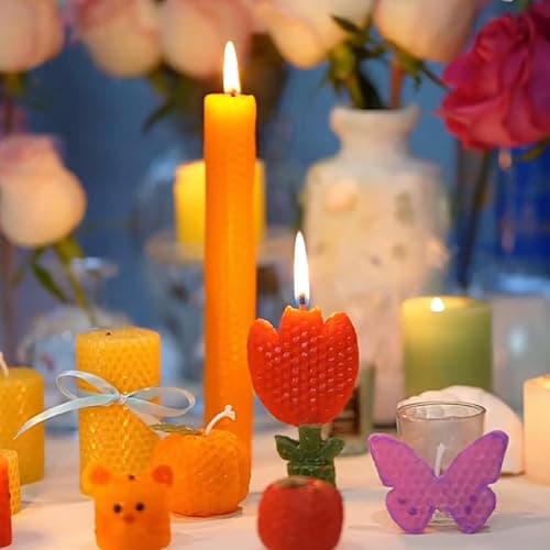 12 Colors Beeswax Sheets for Rolling Candle 8" X 8" Beeswax Sheets for Candle Making Beeswax Candle Making Kit Candle Making Kit Candle Rolling Kit DIY Candle Maker Candle Starter Kit (24Pcs) thumbnail 7