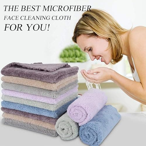 SUNLAND 12 Pack Microfiber Face Makeup Removing Cloths Reusable Facial Cleansing Towel Ultra Soft Washcloth Face Towels For All Skin Types Multicolor 12inchx 12inch thumbnail 3