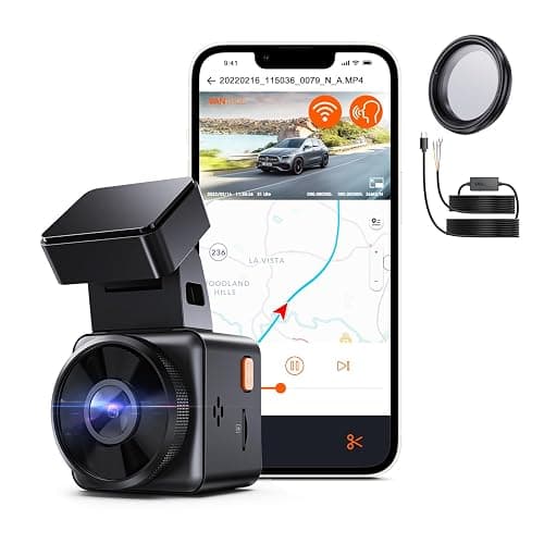 【Bundle: Vantrue E1 Lite 1080P WiFi Mini Dash Cam + CPL + Type C USB Hardwire Kit】 Vantrue E1 Lite 1080P WiFi Mini Dash Cam with GPS and Speed, Free App, Voice Control Detachable Dash Camera - Image 1