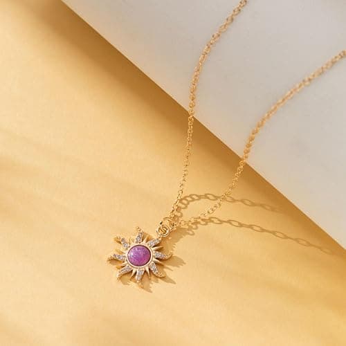 Rapunz Sun Necklace for Women Tangled Necklace Sun Necklaces Opal Pendant Neckalces Healing Crystal Necklaces Christmas Trendy Jewelry thumbnail 5