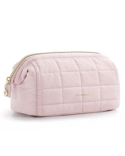 BAGSMART Makeup Bag Travel Cosmetic Bag for Women, Make Up Organizer Case | Puffy Padded, Wide-Open Pouch Purse Travel Essentials for Toiletries Accessories Brushes - Image 1
