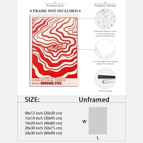 HTCARWAT Trendy Psychedelic Wall Art Red Gradient Canvas Print Poster Y2K room aesthetic Inspirational quotes wall decor for Bedroom Living Room Corridor Dormitory Unframed8x12inch thumbnail 2