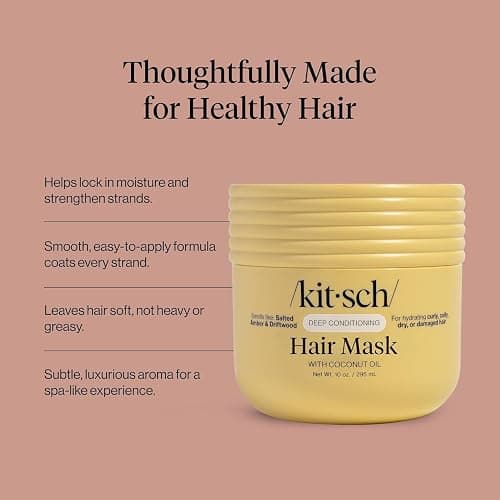 Kitsch Deep Conditioning Hair Mask – Moisturizing Hair Mask for Damaged Hair with Coconut Oil – Hydrating, Strengthening & Frizz-Reducing Hair Care Treatment for Curly, Coily & All Hair Types - 10 oz thumbnail 4