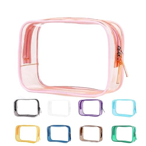 Buminee Clear Pouch Small, 6.6"x2.3"x4.7" Size TSA Approved Toiletry Bag, Travel Bags for Toiletries, Cosmetic Bag for Women and Men - 1 Pack Pink - Image 1