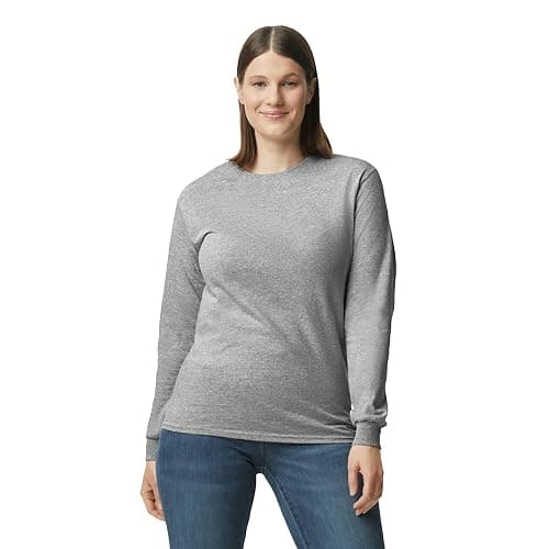 (2 pack) Gildan adult sport grey long-sleeve t-shirts thumbnail 2