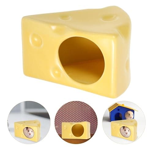 HYTROVE Small Pet Ceramic Hamster Hideout Cheese Shaped Cooling Nest for Rest, Play and Sleep with Safe Material thumbnail 8