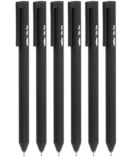 Mr. Pen- Retractable Gel Pens, 6 Pack, Black Ink, Black Barrel Gel Pens, Gel Pen Fine Point - Image 1
