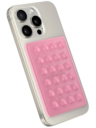 StickyGrippy Suction Phone Case Mount, Sillicon Adhesive Phone Accessory for iPhone and Android, Hands-Free Strong Grip Mirror Shower Phone Holder, Tiktok Videos and Selfies (Pink Glitter) - Image 1