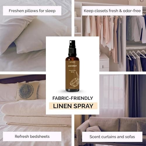 Coconut Room, Linen & Pillow Spray by Aromafume | 100ml/3.38 fl oz | with Pure Coconut Essential Oil | Aromatherapy Spray for Relaxation, Sleep & Stress Relief | Mist for Bedding, Fabrics thumbnail 4