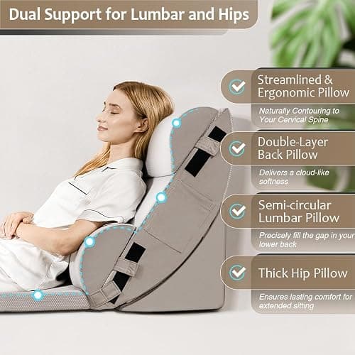 9PCS Orthopedic Bed Wedge Pillow Set for After Surgery Recovery, Body Positioners for Back and Leg Pain Relief, Adjustable Memory Foam Comfort for Sitting up in Bed, Ideal for Adult Acid Reflux & GERD thumbnail 5