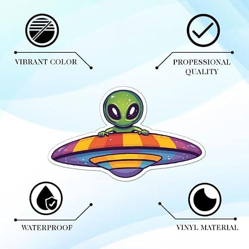 100pcs Alien Stickers - Alien Sticker for Adults, Phone Waterproof Decals for Water Bottles Laptop Luggage Computer Scrapbooking Teens Adult Girls Kids Funny Party Birthday Decorations thumbnail 5