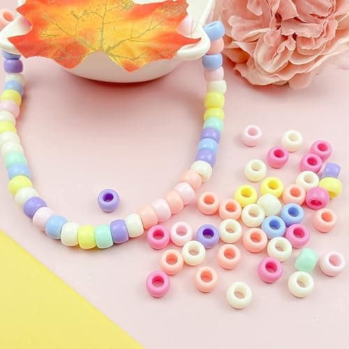 Mulutoo 600 Pcs Acrylic Craft Pony Beads Mix: Colorful Assorted Plastic Pastel Spacer Shape Beads, DIY Jewelry Craft Making thumbnail 2